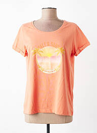 T-shirt sérigraphie manches courtes orange C'EST BEAU LA VIE femme