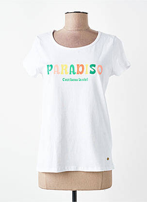 T-shirt sérigraphie manches courtes blanc C'EST BEAU LA VIE femme
