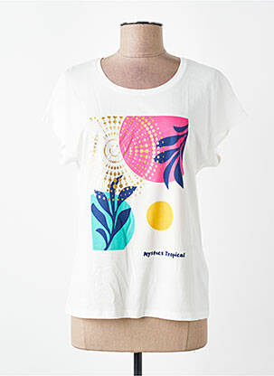 T-shirt sérigraphie manches courtes beige JULIE GUERLANDE femme