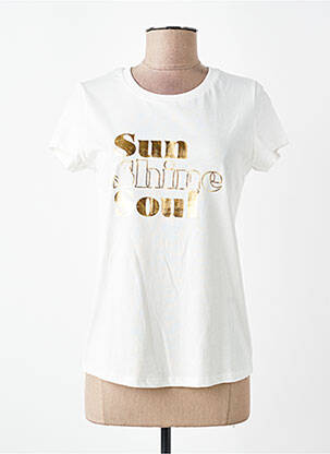 T-shirt sérigraphie manches courtes beige C'EST BEAU LA VIE femme