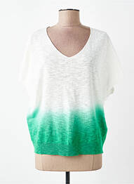 Pull stretch manches courtes vert DEVERNOIS femme