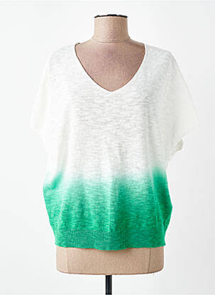 Pull col v manches courtes vert DEVERNOIS femme