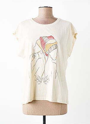 T-shirt imprimé fantaisie manches courtes beige JULIE GUERLANDE femme