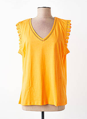 T-shirt col v manches courtes orange JULIE GUERLANDE femme