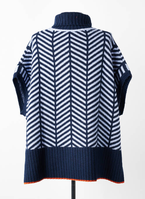 Pull col roulé maille tricot manches courtes bleu SCORZZO femme
