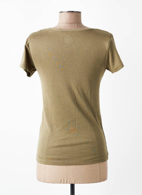 T-shirt col v manches courtes vert C'EST BEAU LA VIE femme