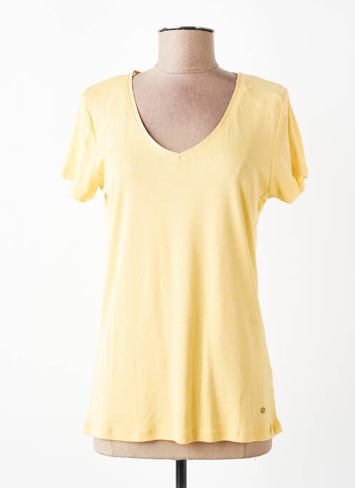 T-shirt col v manches courtes jaune C'EST BEAU LA VIE femme