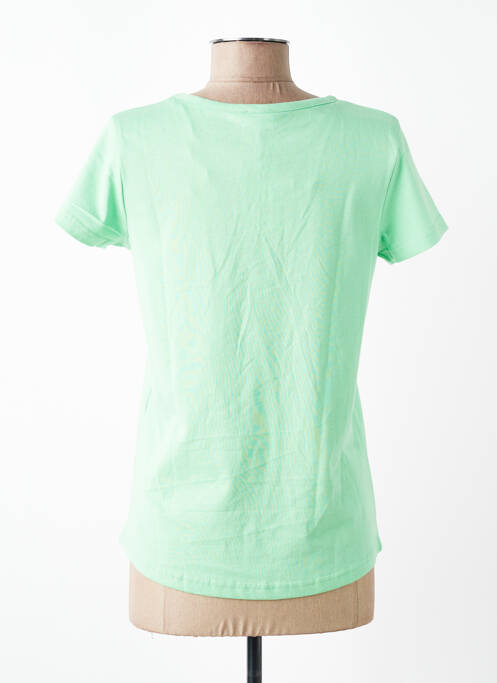 T-shirt sérigraphie manches courtes vert C'EST BEAU LA VIE femme