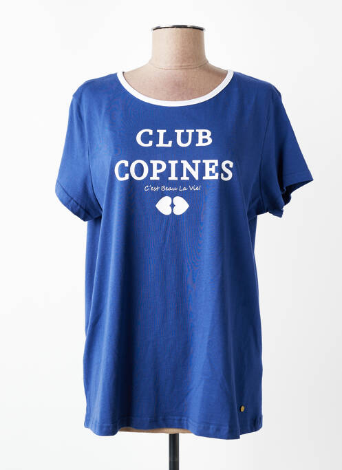 T-shirt sérigraphie manches courtes bleu C'EST BEAU LA VIE femme