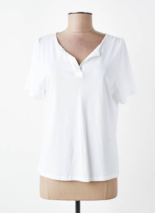 T-shirt col v manches courtes blanc DEVERNOIS femme