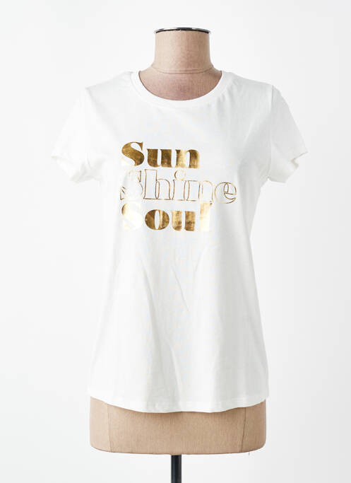 T-shirt sérigraphie manches courtes beige C'EST BEAU LA VIE femme