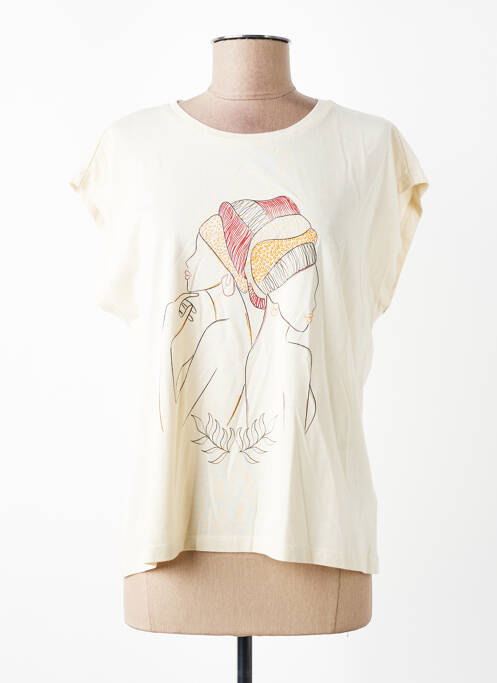 T-shirt imprimé fantaisie manches courtes beige JULIE GUERLANDE femme