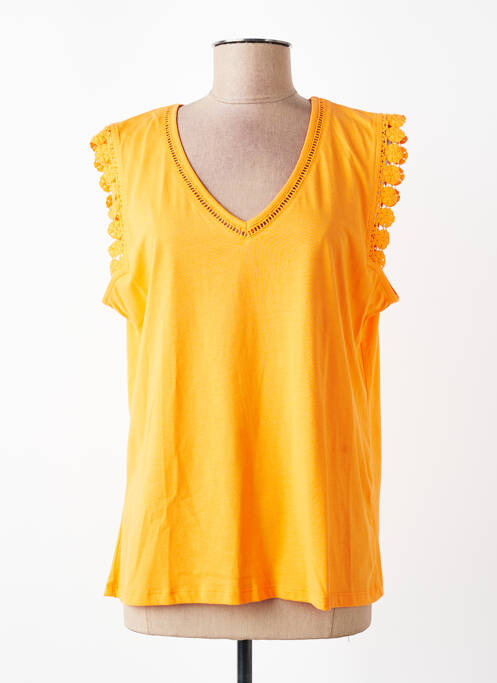 T-shirt col v manches courtes orange JULIE GUERLANDE femme