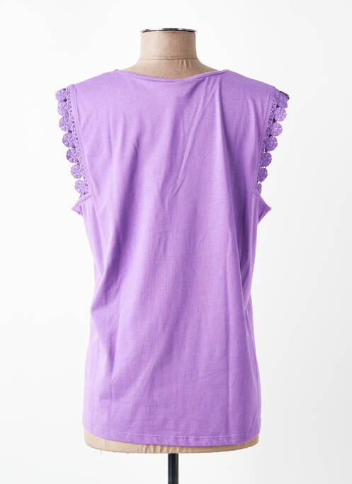 T-shirt col v manches courtes violet JULIE GUERLANDE femme