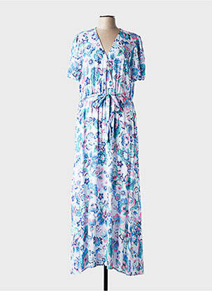 Robe longue manches courtes manches courtes bleu C'EST BEAU LA VIE femme