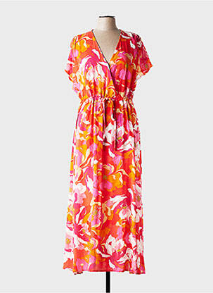 Robe longue manches courtes manches courtes orange C'EST BEAU LA VIE femme