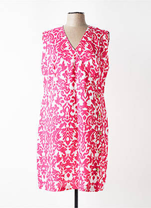 Robe mi-longue imprimé fantaisie sans manche rose JULIE GUERLANDE femme
