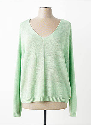 Pull stretch manches longues vert C'EST BEAU LA VIE femme