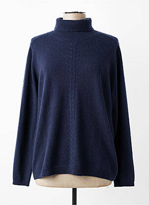 Pull col roulé stretch manches longues bleu DEVERNOIS femme