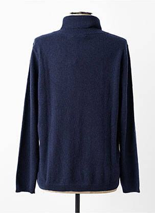 Pull col roulé stretch manches longues bleu DEVERNOIS femme