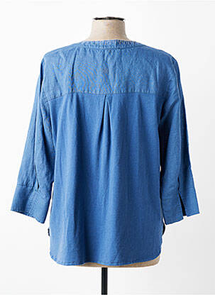 Blouse tissage popeline manches longues bleu DEVERNOIS femme