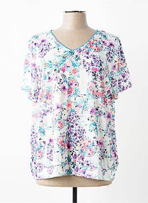 T-shirt col v manches courtes bleu JULIE GUERLANDE femme