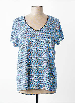 T-shirt col v manches courtes bleu C'EST BEAU LA VIE femme