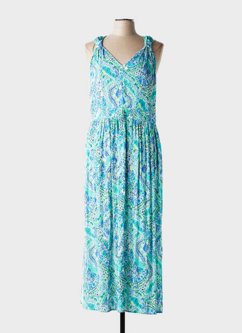 Robe longue imprimé fantaisie sans manche bleu JULIE GUERLANDE femme