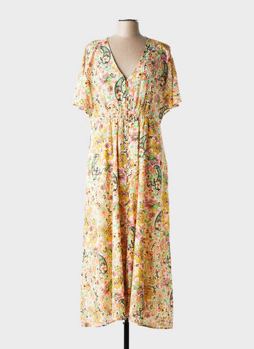 Robe longue manches courtes manches courtes beige C'EST BEAU LA VIE femme