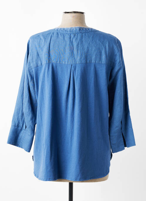 Blouse tissage popeline manches longues bleu DEVERNOIS femme