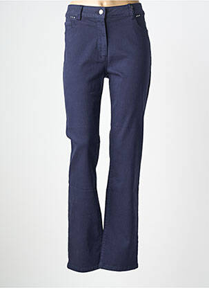 Pantalon droit stretch taille normale bleu JULIE GUERLANDE femme