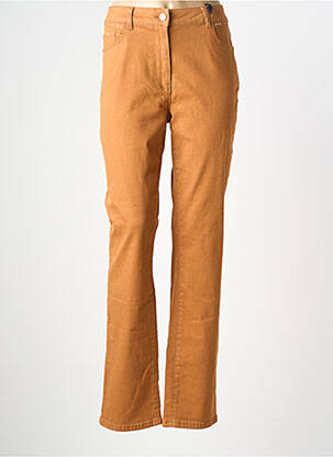 Pantalon droit stretch taille normale marron JULIE GUERLANDE femme