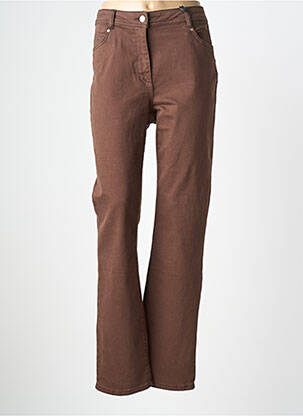 Pantalon droit stretch taille normale marron JULIE GUERLANDE femme