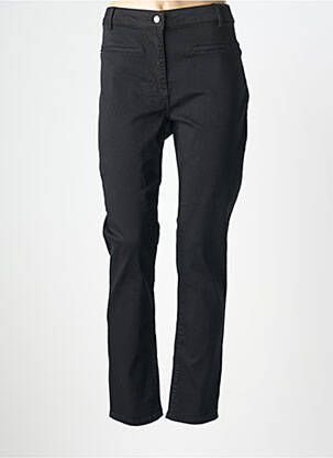 Pantalon slim tissage popeline taille normale noir JULIE GUERLANDE femme