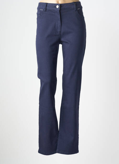 Pantalon droit stretch taille normale bleu JULIE GUERLANDE femme