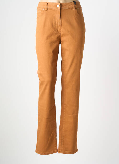 Pantalon droit stretch taille normale marron JULIE GUERLANDE femme