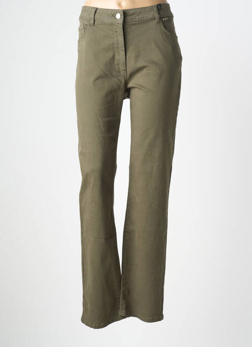 Pantalon droit stretch taille normale vert JULIE GUERLANDE femme