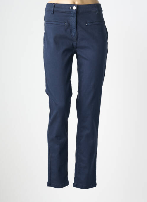 Pantalon slim tissage popeline taille normale bleu JULIE GUERLANDE femme