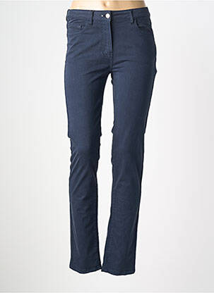 Pantalon slim tissage popeline taille normale bleu fonce JULIE GUERLANDE femme