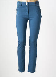 Pantalon slim tissage popeline taille normale bleu JULIE GUERLANDE femme