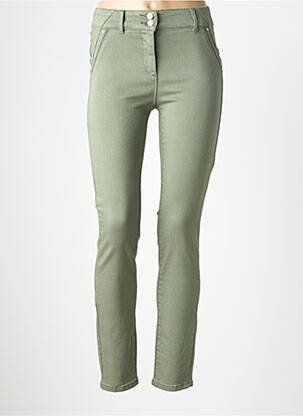 Pantalon slim tissage popeline taille normale vert JULIE GUERLANDE femme
