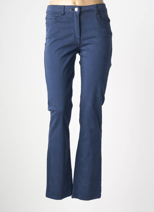 Pantalon slim tissage popeline taille normale bleu JULIE GUERLANDE femme