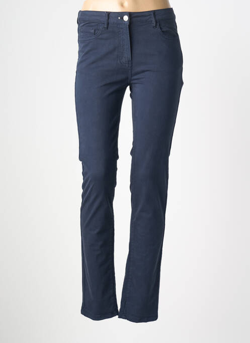 Pantalon slim tissage popeline taille normale bleu fonce JULIE GUERLANDE femme