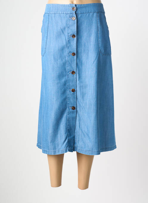 Jupe mi-longue coupe évasée bleu DEVERNOIS femme