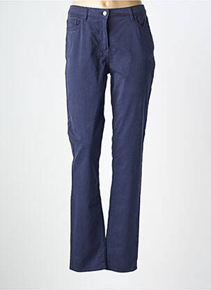 Pantalon slim tissage popeline taille normale bleu JULIE GUERLANDE femme