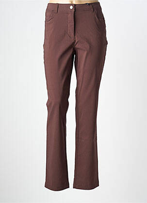 Pantalon slim tissage popeline taille normale marron JULIE GUERLANDE femme