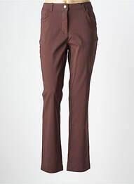 Pantalon slim tissage popeline taille normale marron JULIE GUERLANDE femme