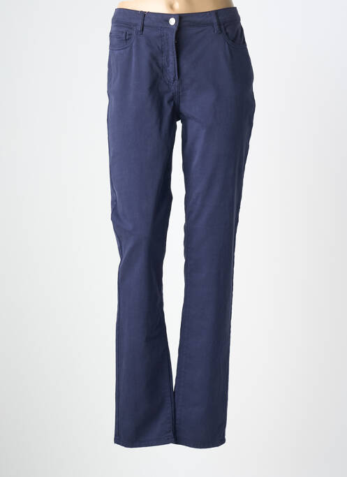 Pantalon slim tissage popeline taille normale bleu JULIE GUERLANDE femme