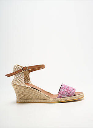 Espadrilles tissage satiné talon de 7 à 9cm rose BELLA STORIA femme