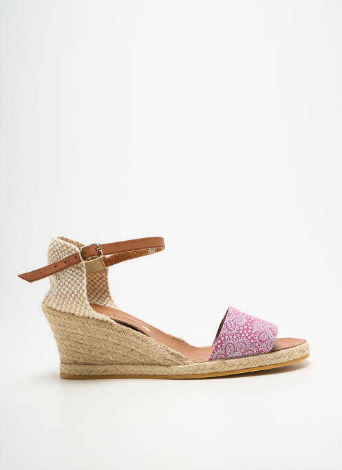 Espadrilles tissage satiné talon de 7 à 9cm rose BELLA STORIA femme